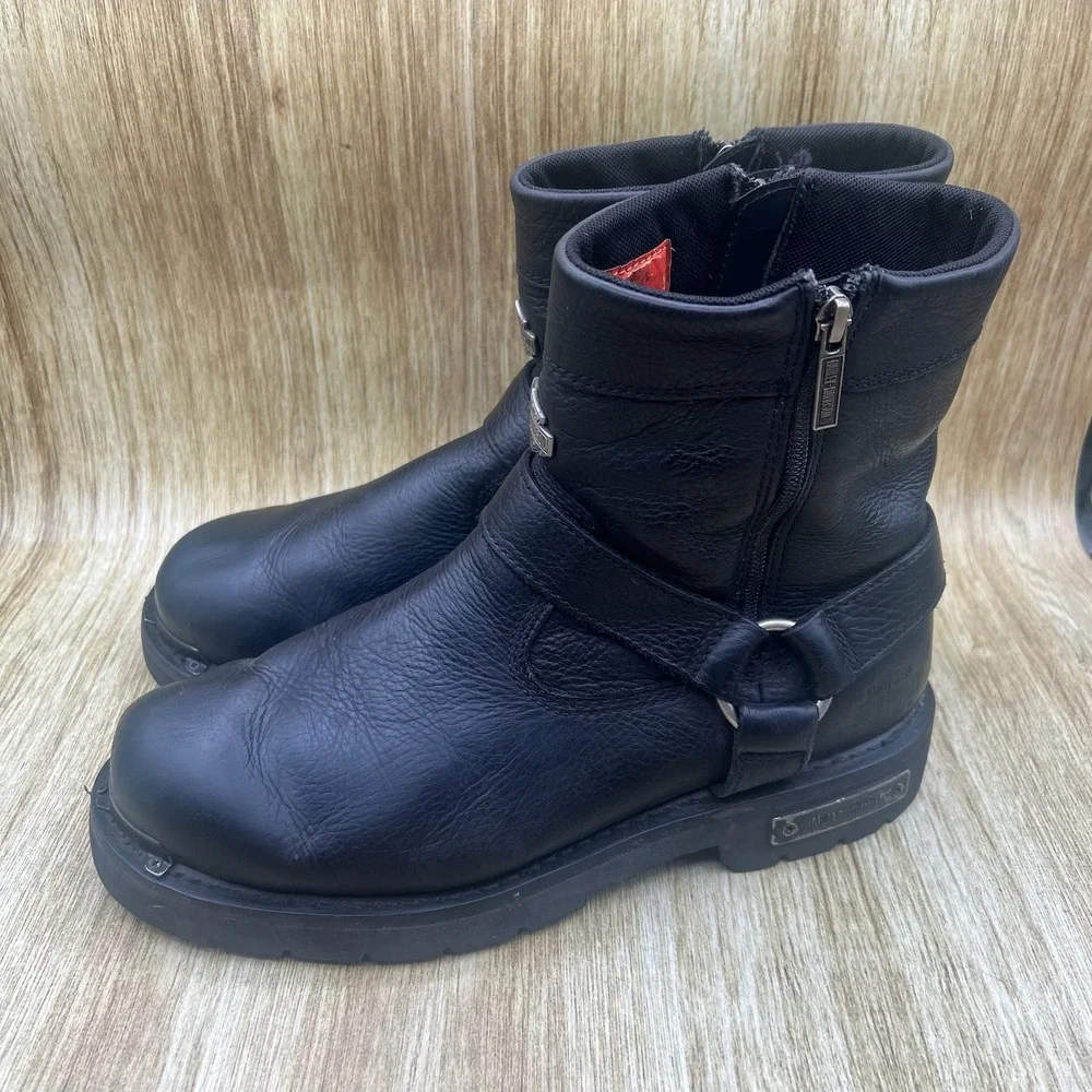 Harley Davidson Cromwell Harness Boots Men's Size 11.5 Black Moto Riding D93494